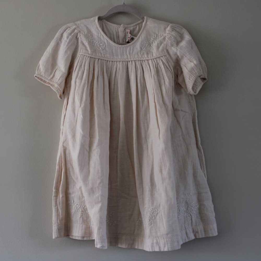 NWT Bonpoint Brode Main Girls Elsa Dress Tea Pink Embroidered Flowers 12